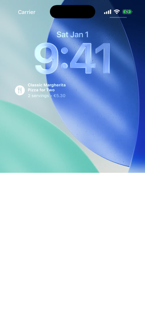 MealWise Lock Screen recipe widget on an iPhone